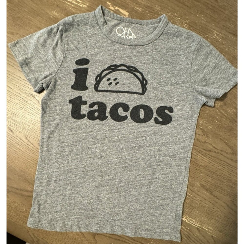 Chaser Women Size Medium I Love Tacos Gray Black T Shirt